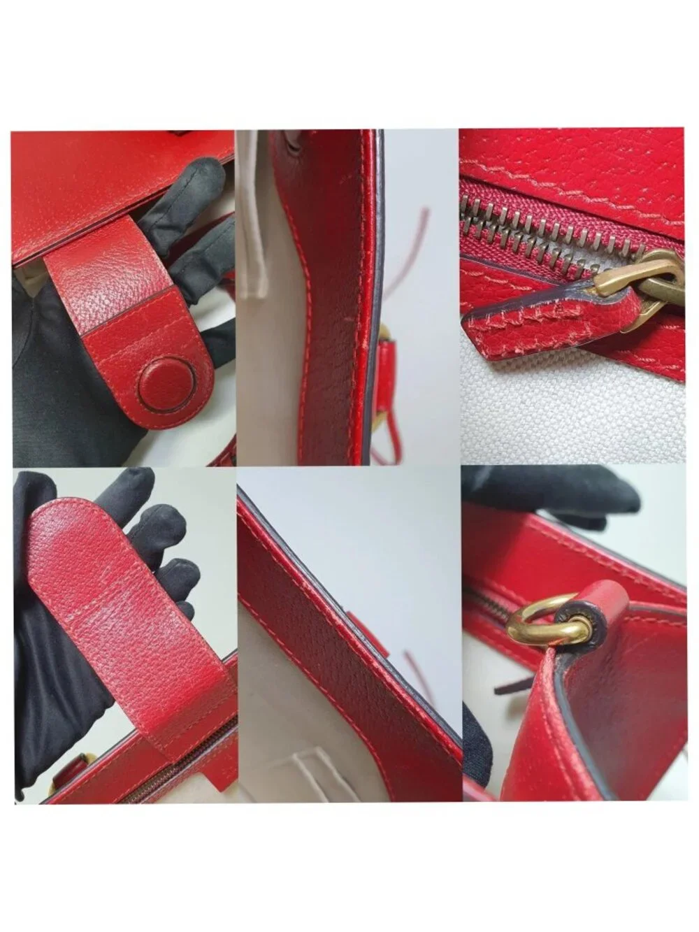 Authentic Gucci Animalier Web Leather Tote Bag Red